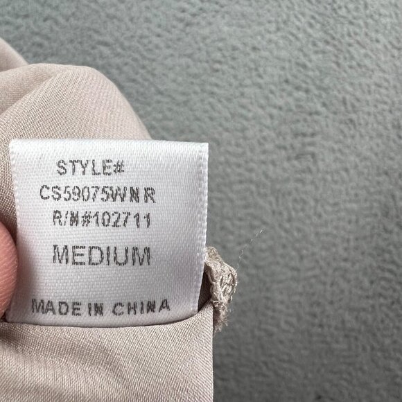 Harlowe & Graham Womens Short Sleeve Blouse Light Tan Pink Size Medium - Picture 5 of 6